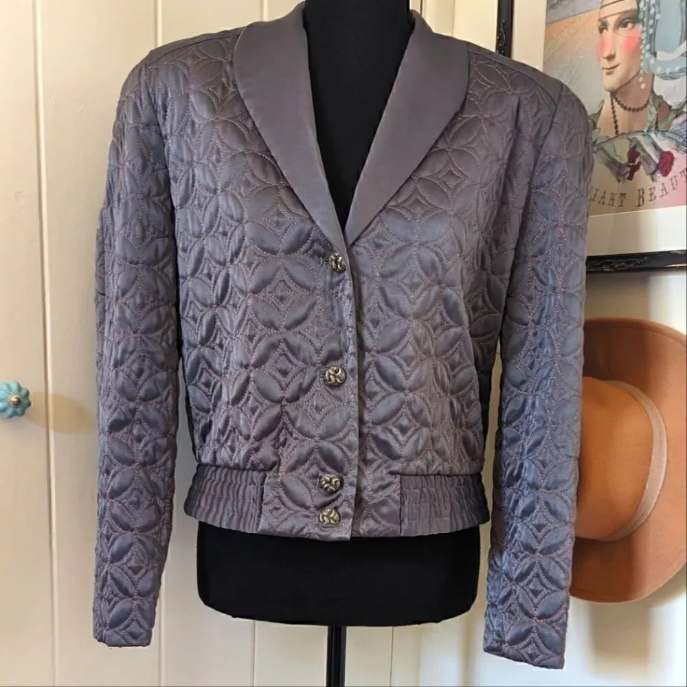 VTG Jacques Vert 6 90s Quilted Boho Feminine Bomber Geometric Jacket